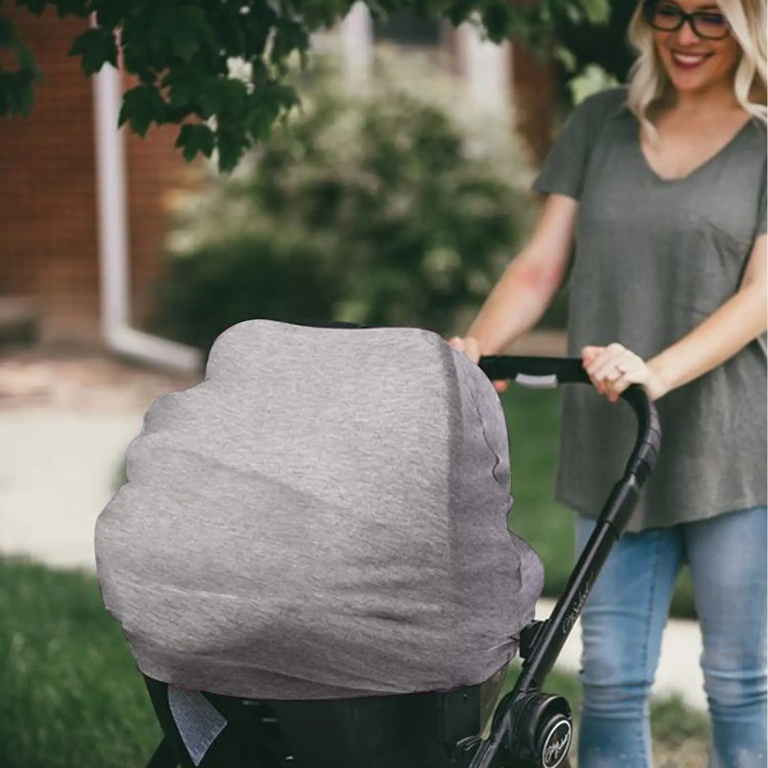 Baby Car Seat Cover Multifunctional Carseat Cover for Babies Boy Breathable Nursing Cover for Breastfeeding Stretchy Infant Car
