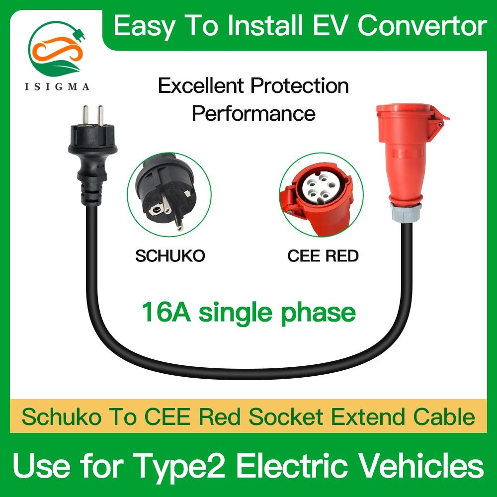 Typ2 Stecker auf CEE16A-Buchse, Adapter für 11KW EV-Ladegerät zur