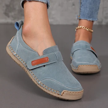 Handmade Leather Women Shoes Casual Comfortable Slip on Loafers Women Leather Shoes Moccasins Walking Shoes Summer Direct Sales 1