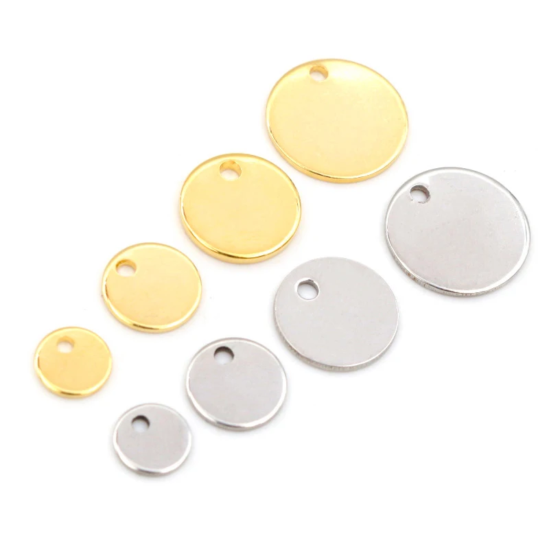 6 8 10 12 15 18 20 25mm Charms 316 Edelstahl Gold Überzogene Runde Ein Loch Charme DIY halskette Anhänger Schmuck Finden