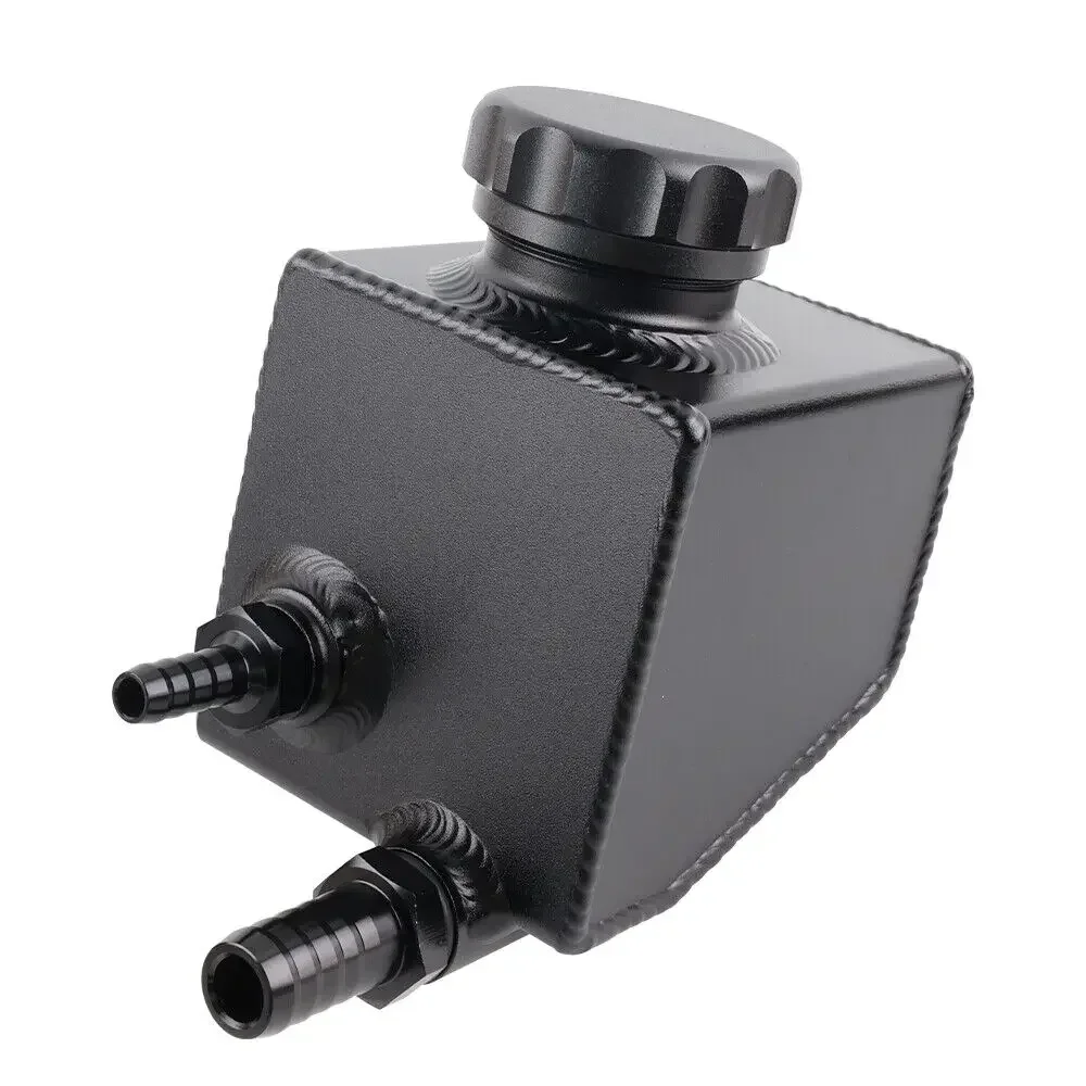 Sleek Silver Black Aluminum Power Steering Pump Fluid Reservoir Tank