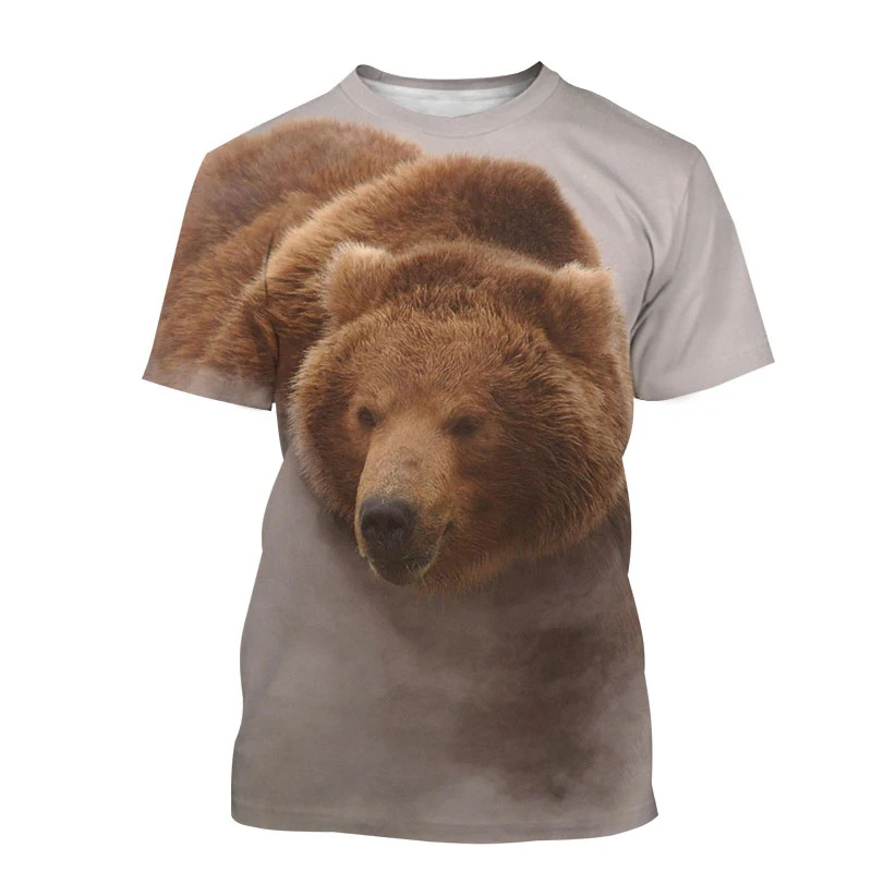 

Футболка унисекс с 3d-медведем, модная повседневная крутая забавная футболка с круглым вырезом, с изображением животных, леса медведей, в стиле Харадзюку