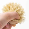Kitchen Dish Brush Set Wooden Long Handle Pan Brush with 4 Replacement Brush Head kitchen scrubbing brush Pans Pot Brushing Tool 4