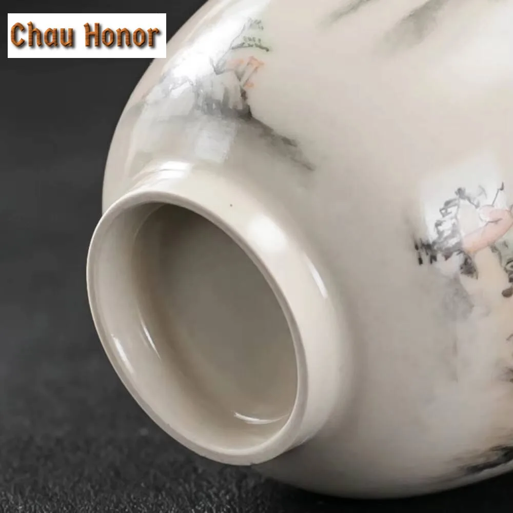 Pure Handmade Calligraphy Gaiwan Retro Grass Wood Ash Landscape Tea Tureen Household Tea Brewing Cover Bowl Teaware Ornaments