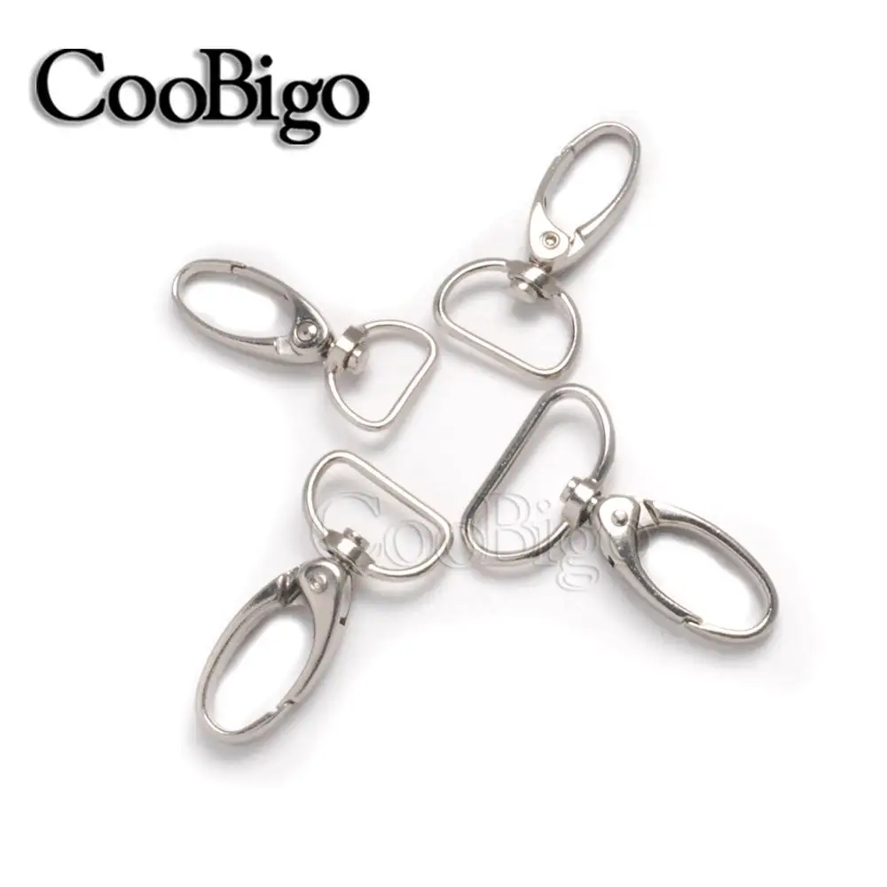 Metal Swivel Clasps Lobster Claw Clasp Lanyard Snap Hook (100 Pack) 1 5/8”  x 1” (Wide 3/4” D Ring) with Key Rings - Jewelry Findings or Sewing