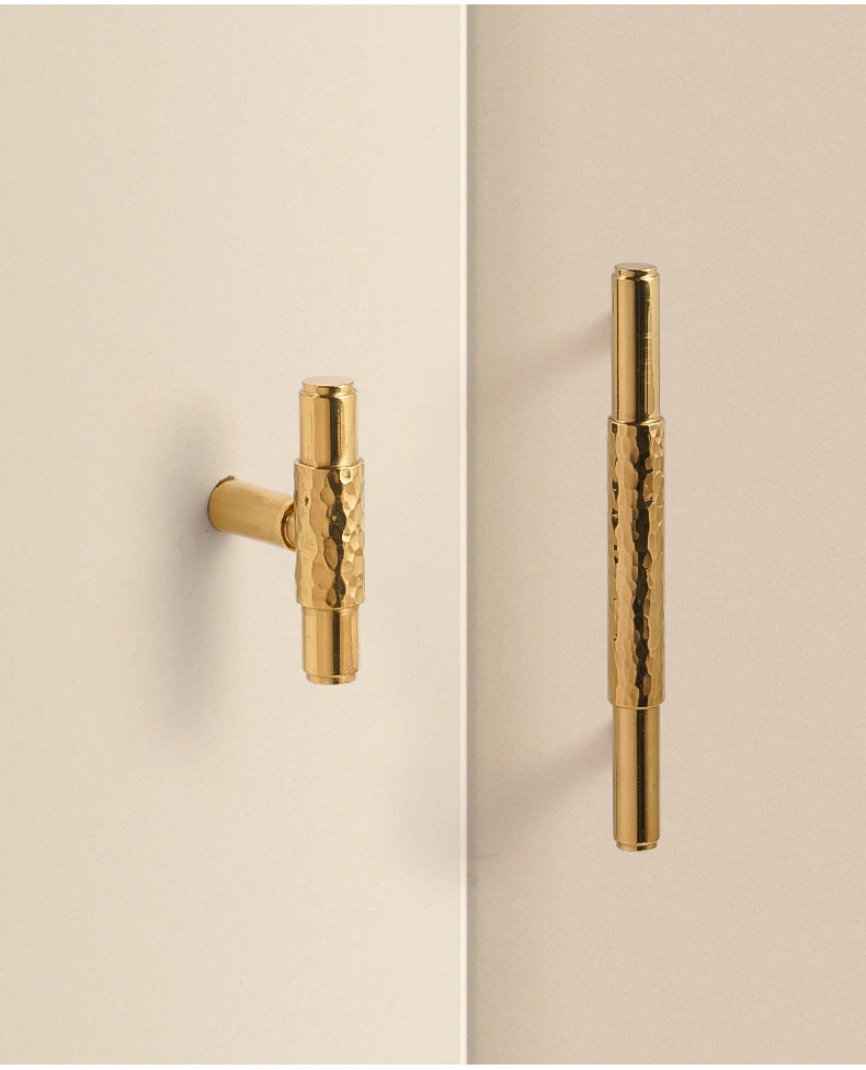 Dooroom Messinggriffe für Möbel, moderne gehämmerte gelbe Bronze, höhere Qualität, Schrank, Kleiderschrank, Kommode, Schublade, Schrankknöpfe – Detail 7