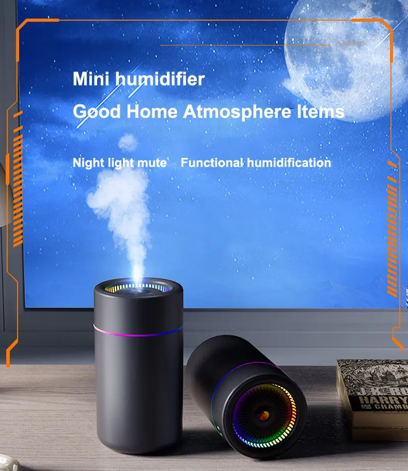 Mini Humidifier for Home Car Oil USB Fresh Aroma Diffuser Mute Diffuser Machine Evaporative Humidifier colorful night light280ML