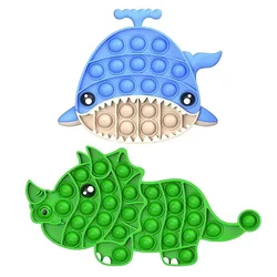 Bubble Popper Fidget – jouet baleine Triceratops en forme de fossette, outils sensoriels simples pour enfants et adultes, apaise les jeux de mains Antistress 