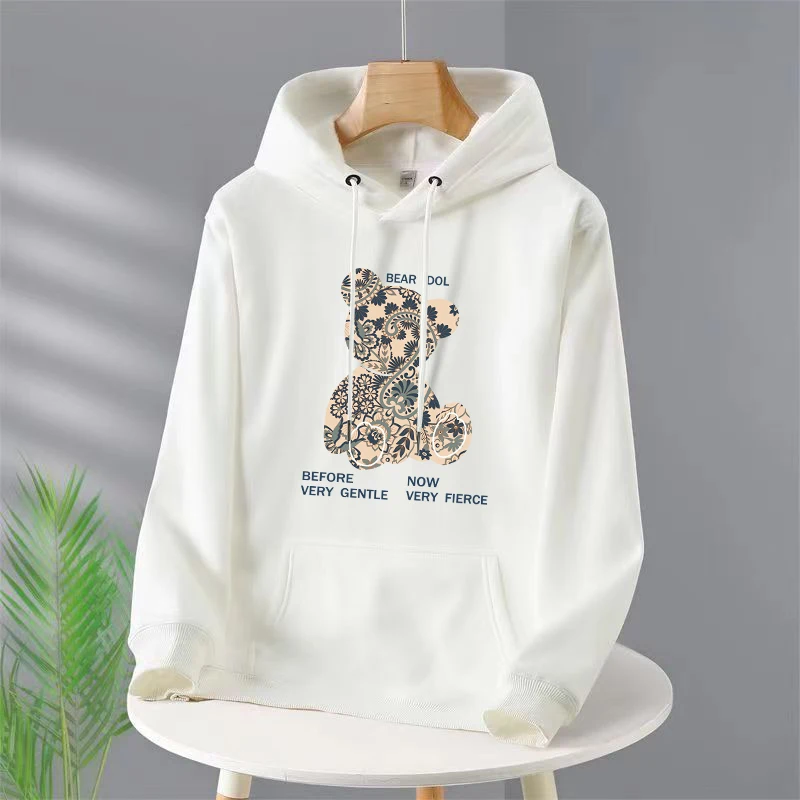 

Creativity Bear Print Hoodies For Men's Street Style Hip Hop Hoody Autumn Loose Fleece Clothing Comfortable Pullover Sweatshirt