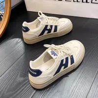 Fall New Style Thick Bottom Breathable Casual Flat Bottom Sports Shoes White Sneakers Women's Low Top Rubber Outsole Shoes