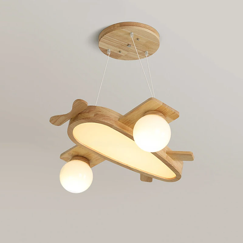 

Самолёт из массива дерева, лампы в скандинавском стиле, подвесной светильник для детской комнаты, цвет орех, 32 Вт