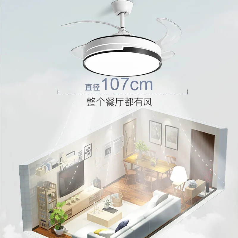 Ceiling lamp with fan remote control wall control Dining living room simple fan chandelier bedroom light led modern ceiling fans