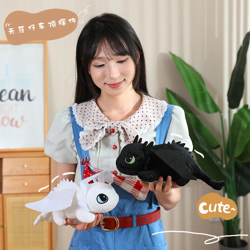 Kawaii Toothless Car Ornaments Dragon Toys White Black Dinosaurs Animal Stuffed Plush Toys In Stock Plush Kid Birthday Gifts