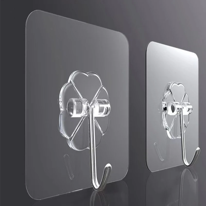 무타공 무자국 투명 접착식 후크, 강력한 하중 지지 욕실 및 주방용 접착식 후크