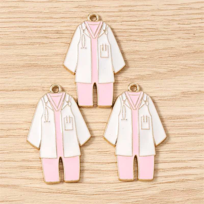 10 Stück 22 x 35 mm niedliche Emaille-Arzt-Uniform-Charms-Anhänger für die Herstellung von Halsketten, Ohrringen, DIY, handgefertigtes Kunsthandwerk, Schmuckzubehör – Detail 5