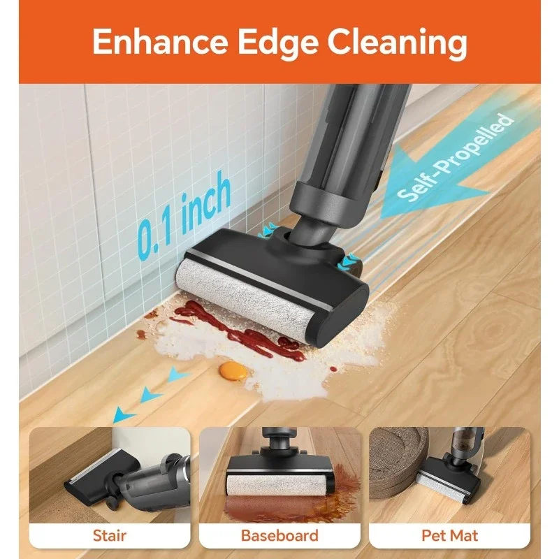 Wet Dry Vacuum Cleaner,Cordless Vacuum Mop All in One for Hard Floors,Lightweight Floor Cleaner for Sticky Messes Edge Cleaning