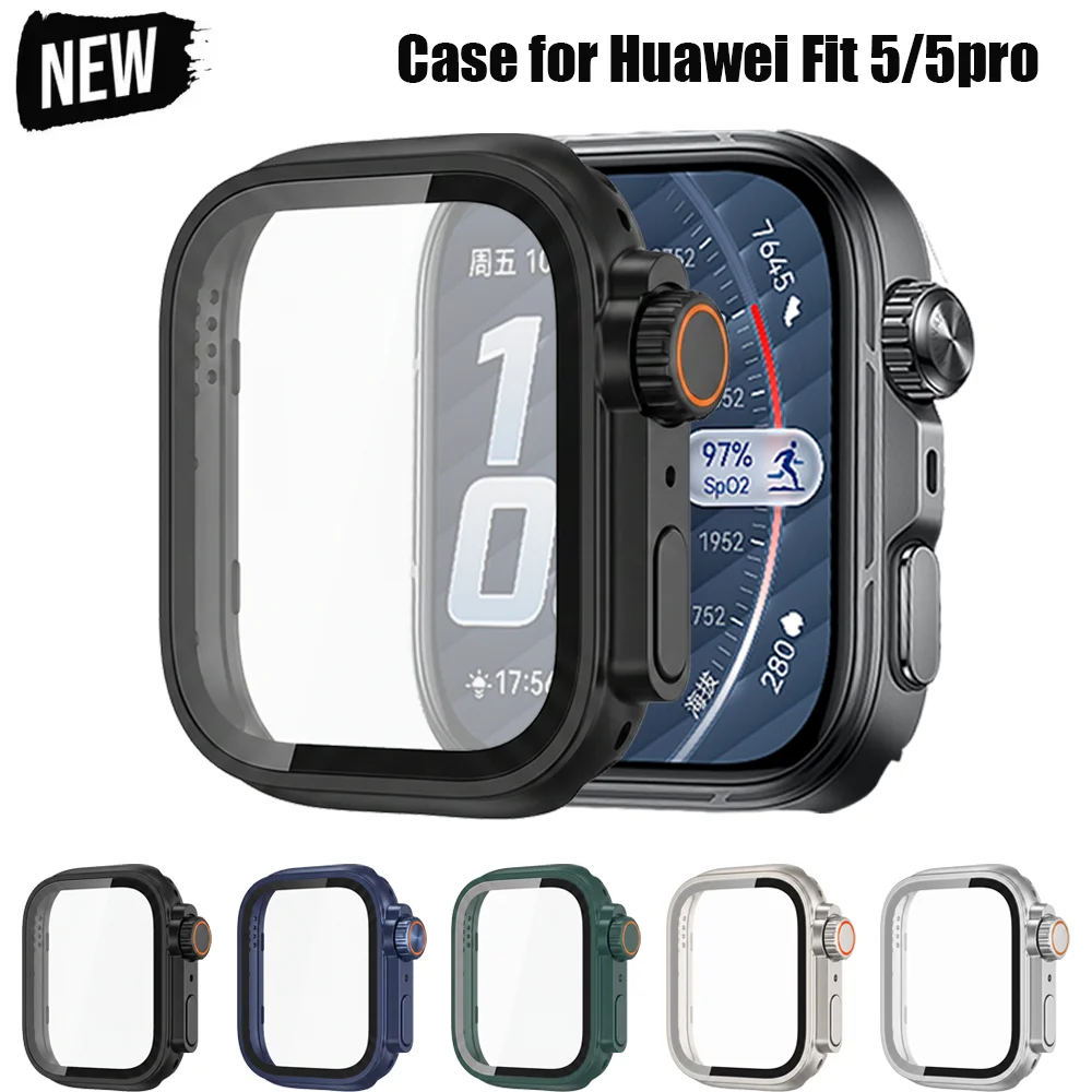 Ultra Protective Tempered Glass Screen Case for Huawei Watch Fit Series