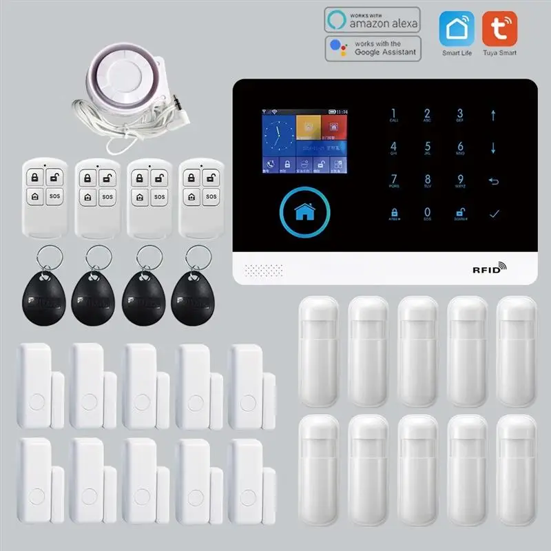 

GT APP Remote Control Alarm Panel Switchable 9 Languages Wireless Home Security WIFI GSM GPRS Alarm System RFID Card Arm Disarm