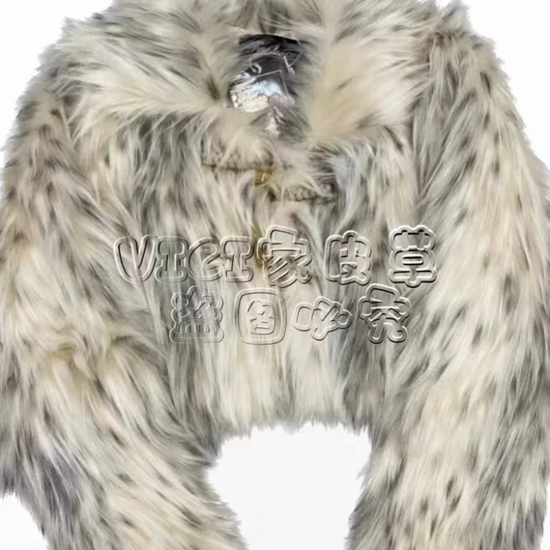 High-End Fashionable Thick Fur Integrated Women's Fake Fur Coat Winter Retro Commute Style Long-Sleeved Slim-Fit Short Coat