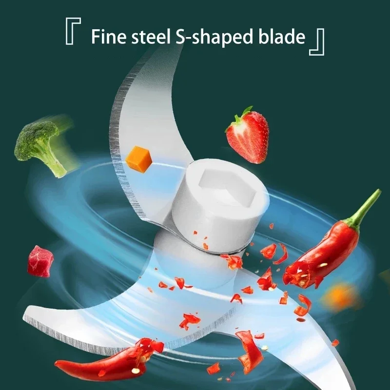 Electric Mini Food Chopper Grinder for Garlic Vegetable Meat Fruit Onion - Nut Crusher Press Processor Mixer 4