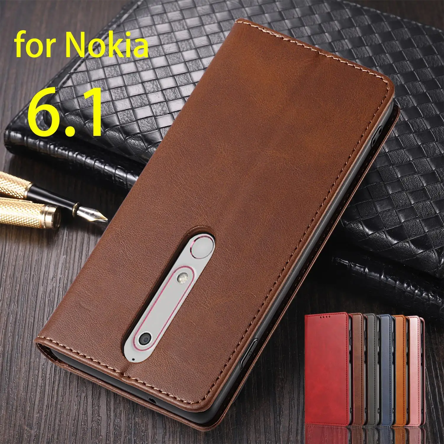 

Leather Case for Nokia 6.1/ Nokia 6 2018 Card Holder Holster Magnetic Attraction Cover Wallet Flip Case Capa Fundas Coque