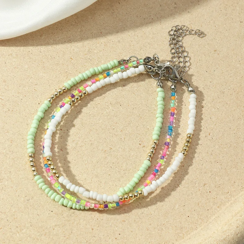 Perle Feuille Cheville Bracelet Bohème Stratifié Gland Cheville Perle Artificielle Été Plage