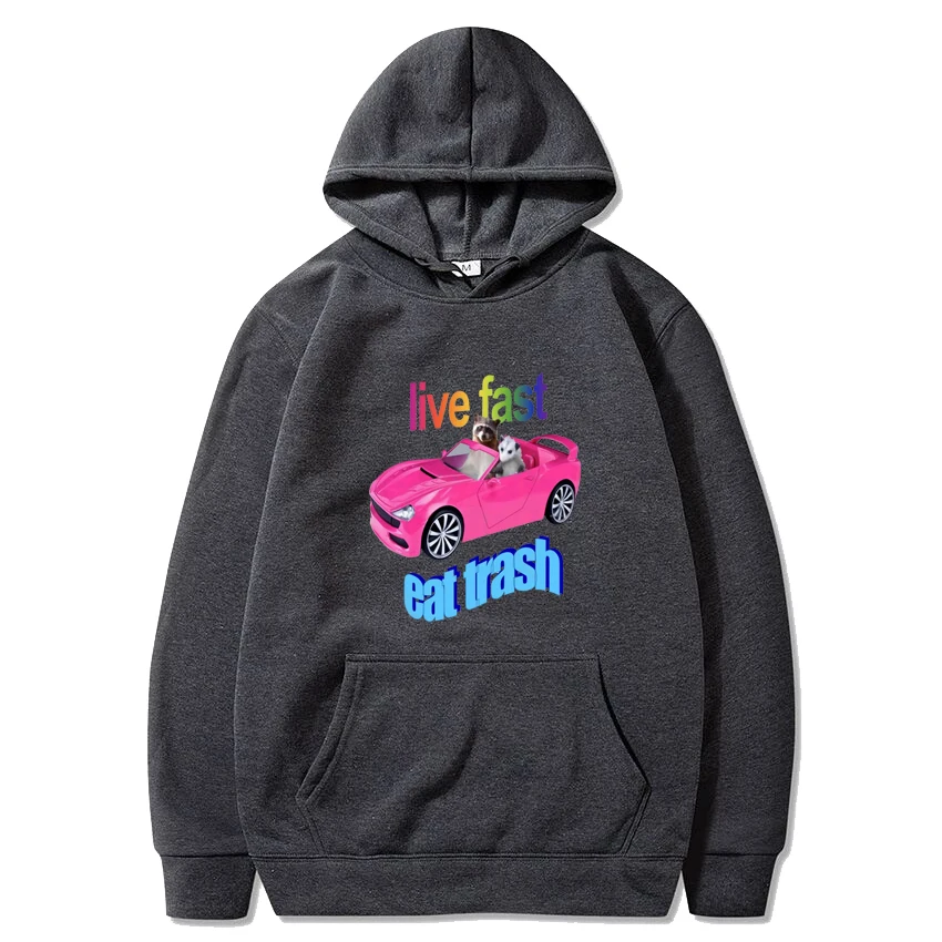 Funny Cute Raccoon Print T-Shirt Men Women Y2k Aesthetics Oversized Fashion Sweatshirts harajuku Long Sleeve Hoodies Sweatshirts