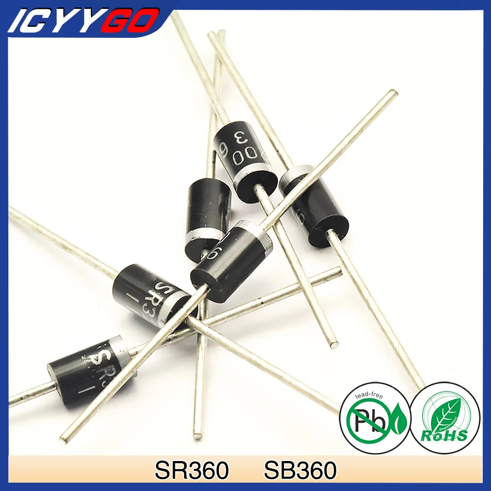 20 Pz. Sb360 Sr360 Do-201Ad Diodi Raddrizzatori A Barriera Schottky 3A 60 V Do-27 Assiali 3 Amp 60 Volt Sr 360