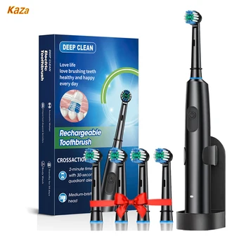 Rotating Electric Toothbrush with Holder for Adults Smart Timer Deep Clean with Rechargeable Tooth Brush with 8 Brush Heads 1