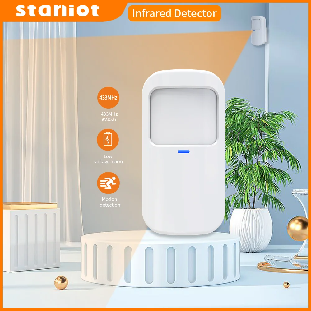 anti lost alarm Smart WiFi Infrared Detectors PR110 Wireless PIR Motion Sensor 433Mhz For GSM Home Security Alarm Support Tuya smart Life APP voice alarm sounder