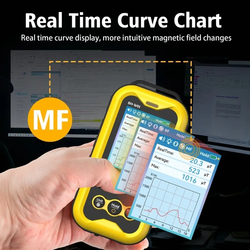 스마트 EMF 미터 실시간 곡선 차트 - 알람 기능이 있는 전자기장 RF 방사선 감지기 전자기 테스터 도구 ?