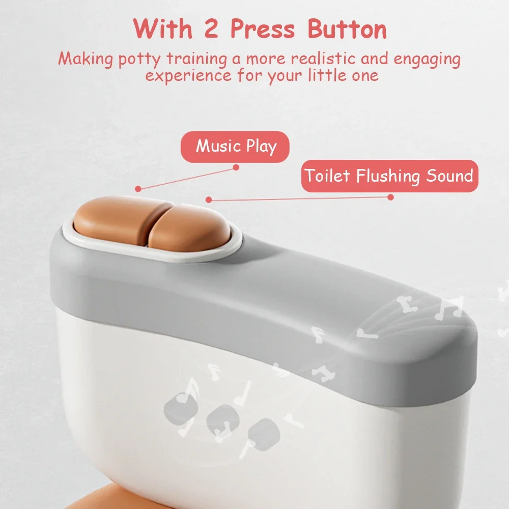 Baby Potty Toilet Seat Realistic Potty Training Seat for Toddlers Boys Girls Soft PU Pad Wipe Storage Music Playing Function 3
