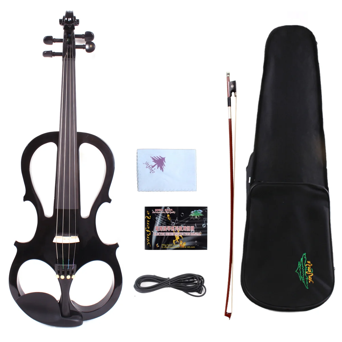 16 Inch 4 String New Electric Viola Solid Wood with Full Set Accessories Ebony Fittings Black Free Bag Bow