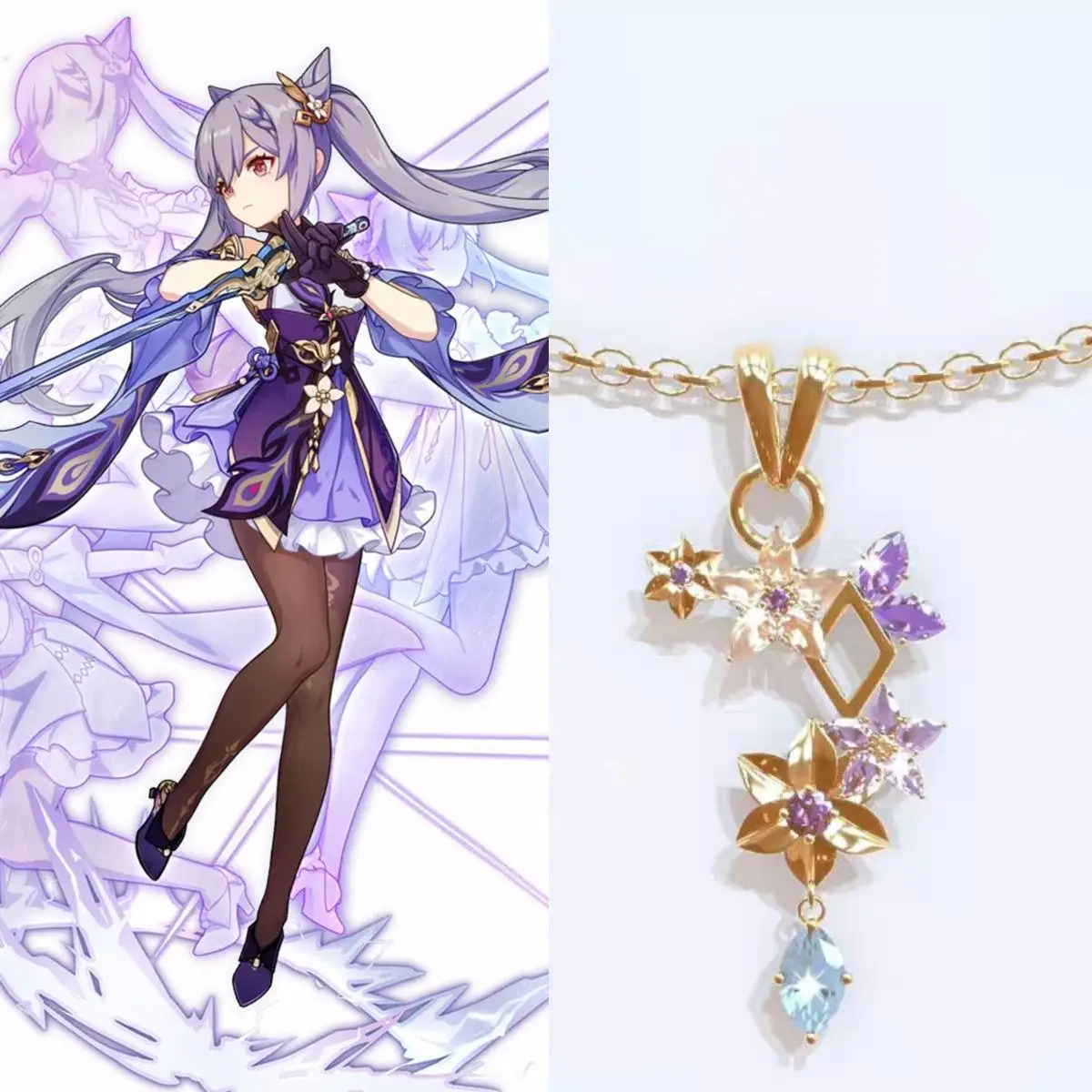 

Genshin Impact Necklace for Women Men Fashion Jewelry Zircon Clavicle Chain Xiao Kazuha Tartaglia Venti Keqing Pendant Necklace