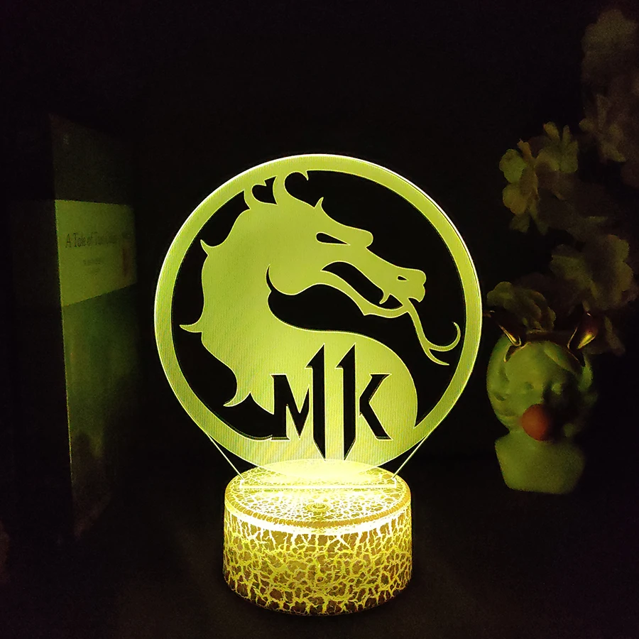 Mortal Kombat 11 Dragon Logo Night Light Led Touch Sensor Color Changing Nightlight for Kids Child Gaming Room Setup Cool Stuff