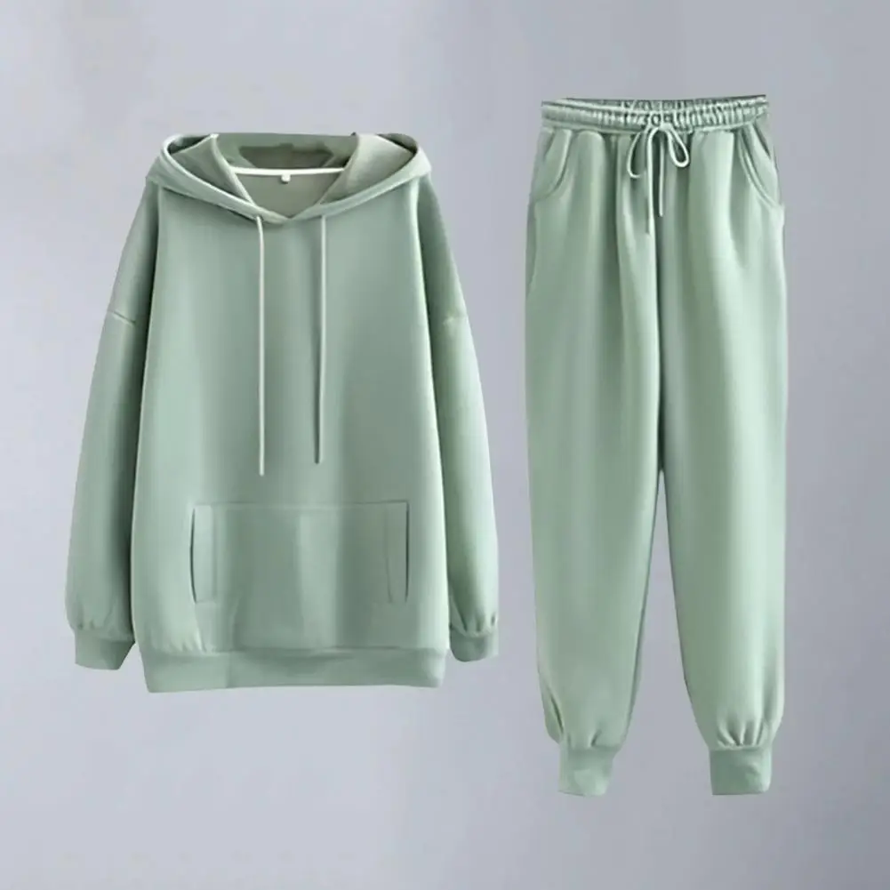 

Women Casual Suit Cozy Stylish Women's Hoodie Pants Set Warm Soft Sporty Casual Wear with Drawstring Waist Pockets Lady Hoodie