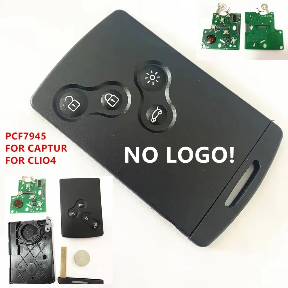 ¡SIN LOGO! 5 unids/lote 4 botones clio4 llave de coche sin llave tarjeta inteligente remota 433MHz 4A Chip para Rena Clio IV 4 Captur key 2009-2017