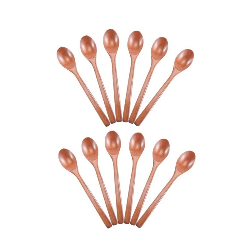 

Wooden Spoons, 12 Pieces Wood Soup Spoons For Eating Mixing Stirring, Long Handle Spoon Kitchen Utensil