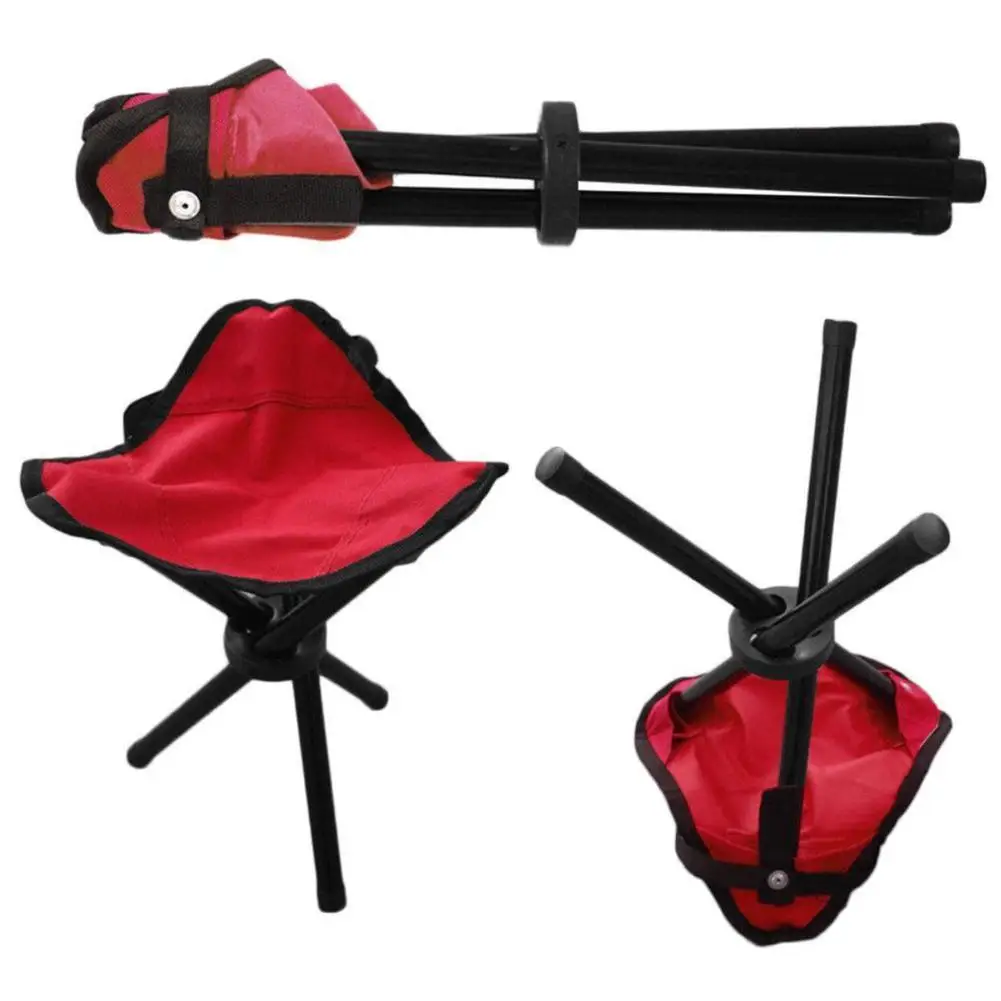Folding Camping Chair Foldable Three Feet Beach Chair Portable Tripod Stool Folding Camping Walking Fishing Accessories