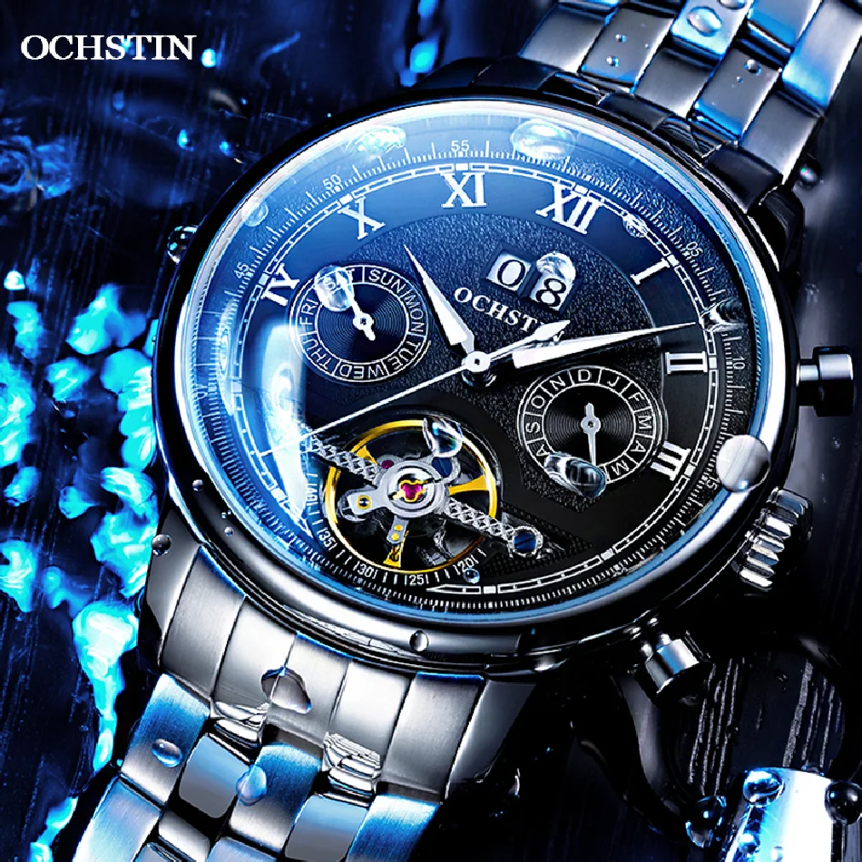 

Mens Luxury Automatic Mechanical Watch OCHSTIN Top Brand Stainless Steel Watches Business Wristwatch Waterproof Male Clock