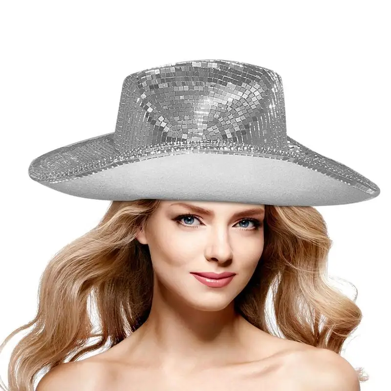 Men Women Disco Ball Hat Sparkling Mirror Waterproof Fashion Disco Ball