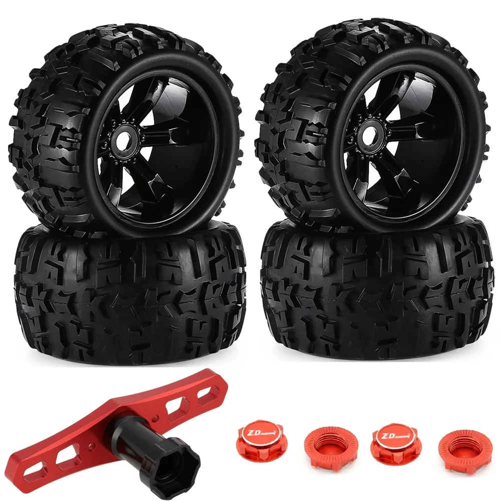 4 Pz/Pacco 1/8 Scala 17Mm Esagonale Rc Pneumatici E Ruote Per Camion Set Incollato Per Traxxas Maxx Tmaxx E-Revo Revo 3.3, Jlb Cheetah