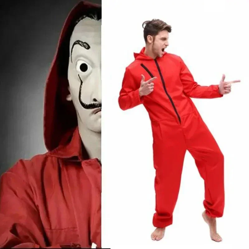 Paper Money House Cosplay Costume Dali Dali Mask Red One-piece Halloween Anime Performance Costume Jumpsuit