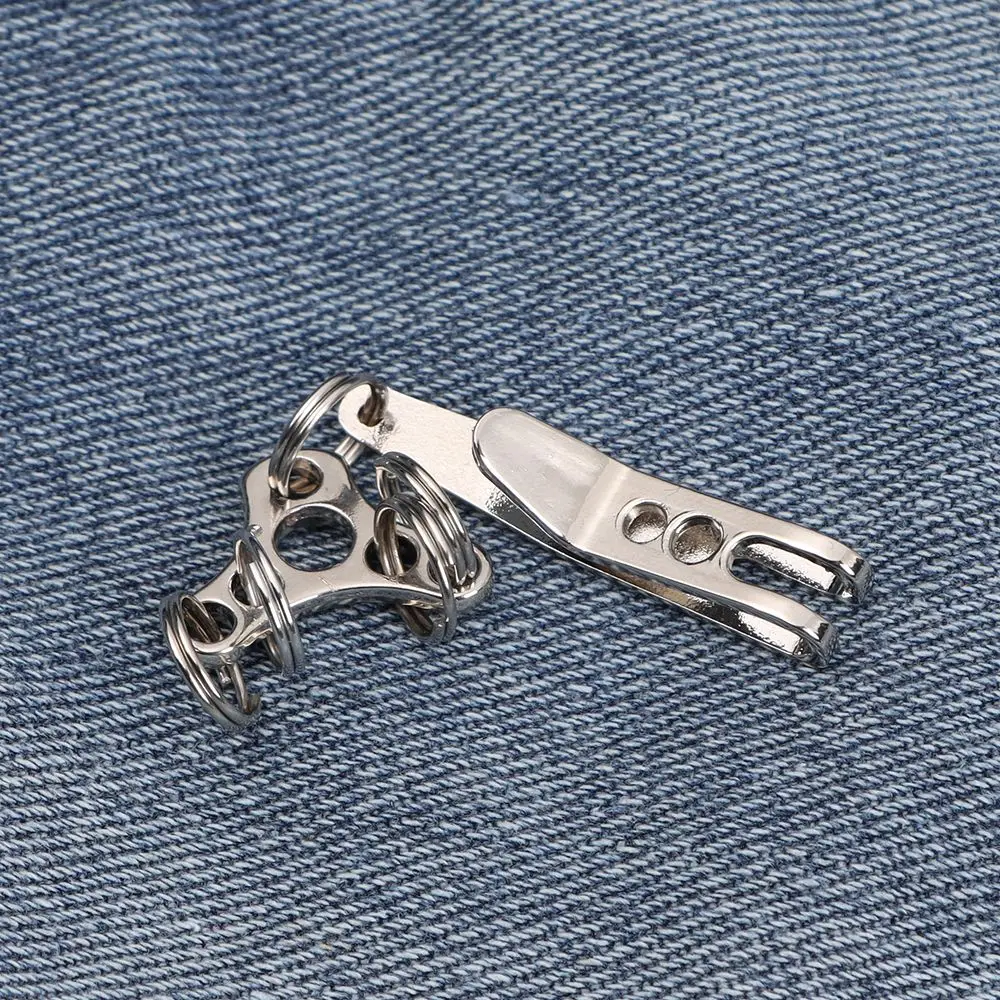 Multistyles EDC-Tasche aus Edelstahl 301 mit Schlüsselring, Karabinerhaken, Camping-Multifunktionswerkzeug, Aufhängeclip und Schnellverbindungswerkzeug_voghion.com