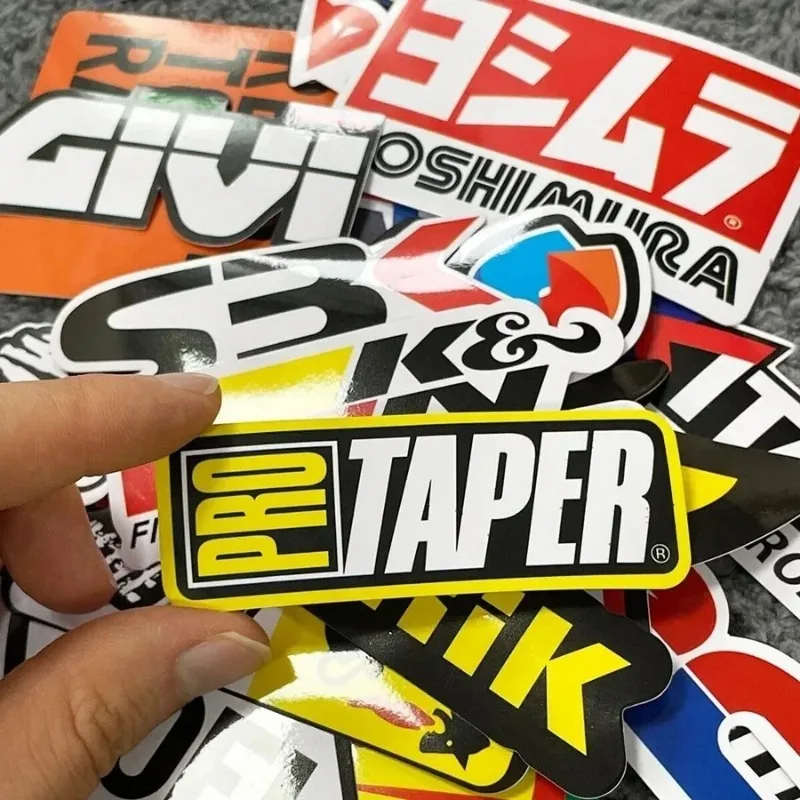 Motorcycle Stickers 40/80 PCS Random Luggage Helmet Moto For Yamaha Honda Kawasaki Racing Brand Logo DIY PVC Decals Waterproof