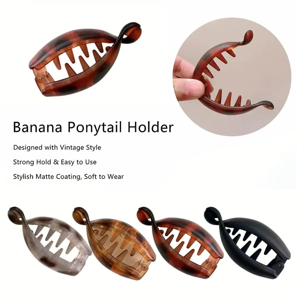 1~4 Stück Schildpatt-Bananen-Haarspange, fischförmige Haarnadel für Damen, Haarspangen, Haarklammern, Twist-Klammer, Pferdeschwanz-Haarspangen, Kopfschmuck – Detail 8