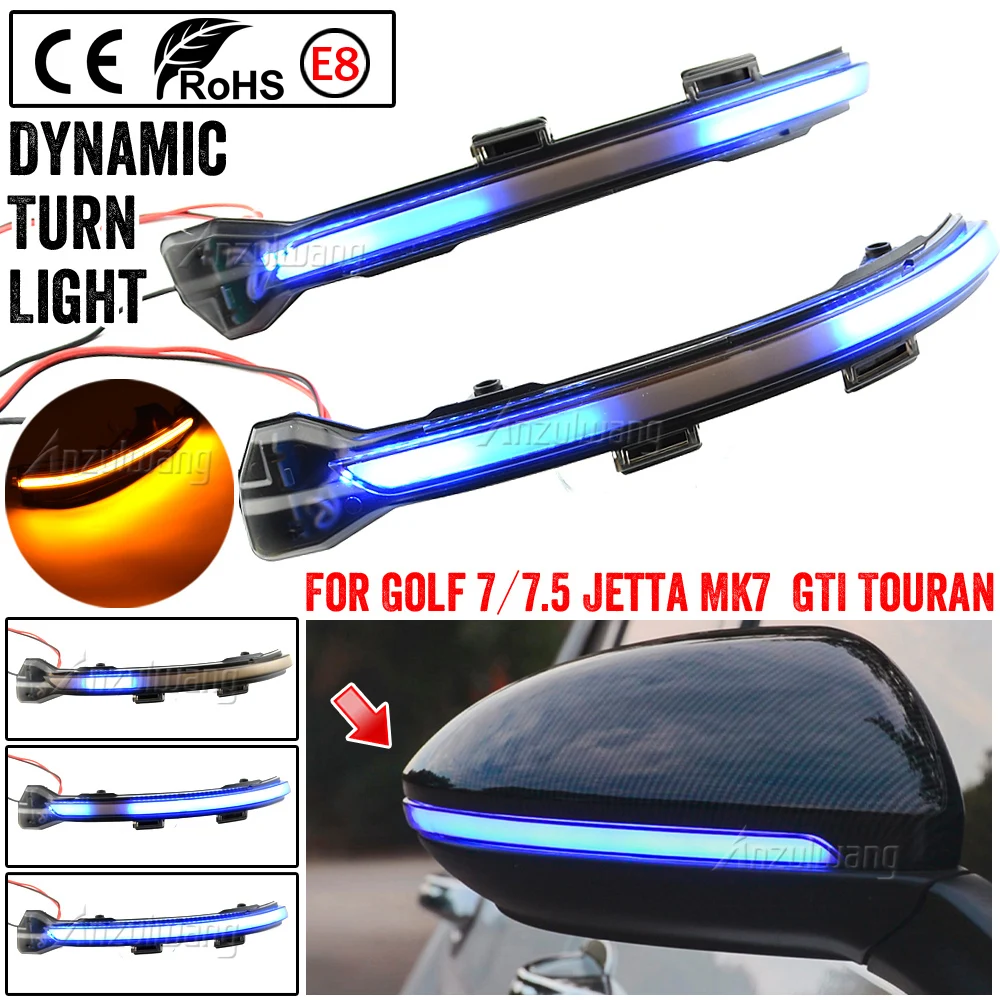 

For VW Golf 7 VII MK7.5 JETTA MK7 Touran Dynamic Turn Signal LED Side Wing Rearview Mirror Indicator Blinker Sequential Light