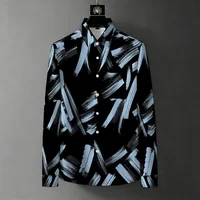 Nouvelle chemise homme 2026 à manches longues, motif peinture à l'encre et graffiti, infroissable, décontractée, polyvalente, pour le bureau et les trajets quotidiens 4