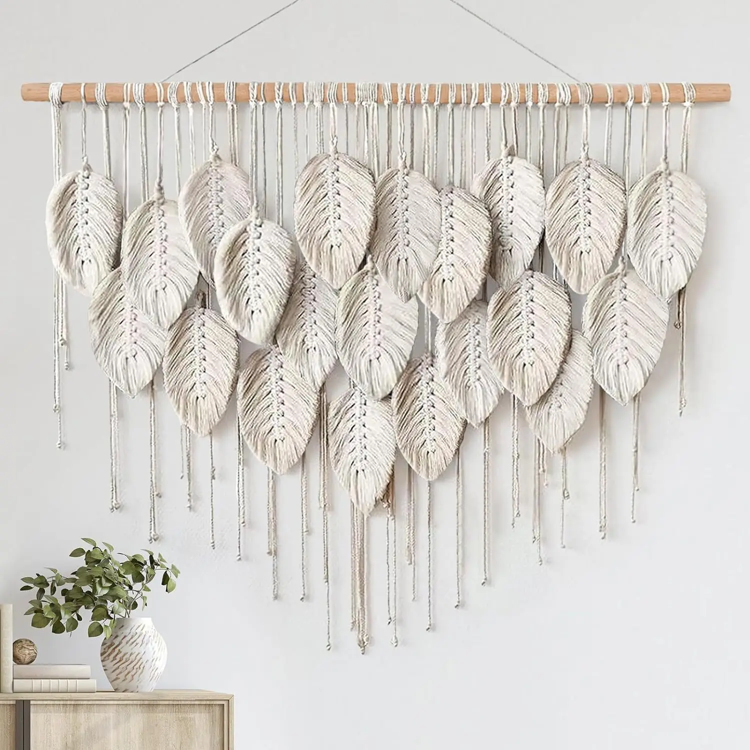 Bohemian Handmade Woven Tapestry Headboard Living Room Background Wall Decoration Colorful Leaf Decoration