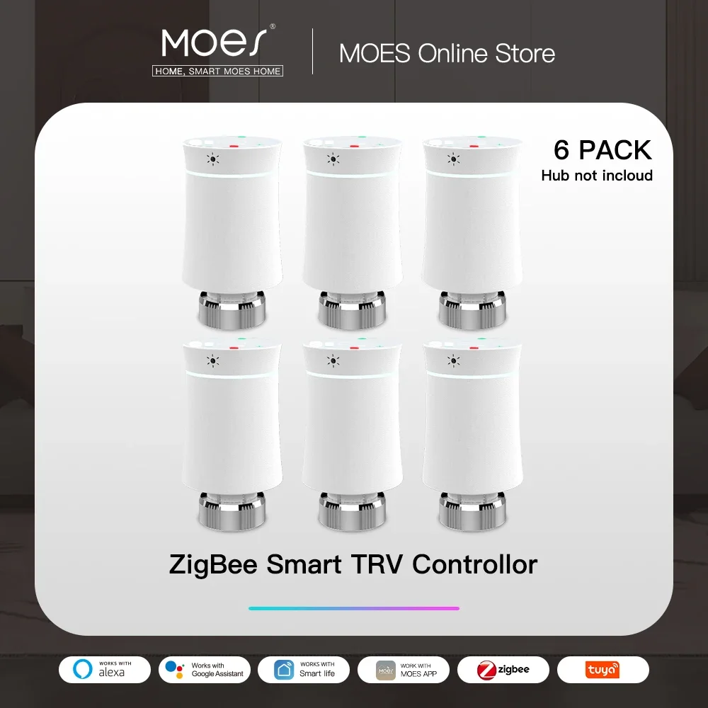 Moes-zigbee 3.0 Trv Válvula Atuador do Radiador Tuya Inteligente Termostato Programável Aquecedor de Temperatura Alexa Voice Control Novo